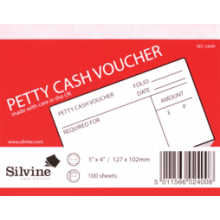 Silvine Petty Cash Vouchers 100 Sheets