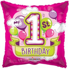 1st Birthday Girl Foil Balloon