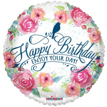 Happy Birthday Foil Balloon Floral