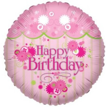 Happy Birthday Foil Balloon Pink Floral