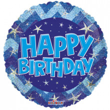 Birthday Blue Holographic Foil Balloon