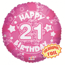 21st Pink Holographic Foil Balloon