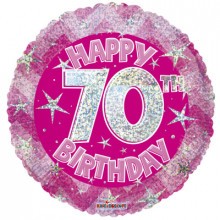 70th Pink Holographic Foil Balloon