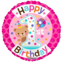 1st Birthday Girl Foil Balloon