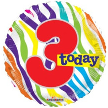 Age 3 Striped Foil Balloon