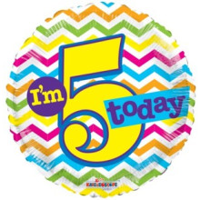 Age 5 Striped Foil Balloon