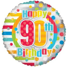 Happy 90th Spots Foil Balloon