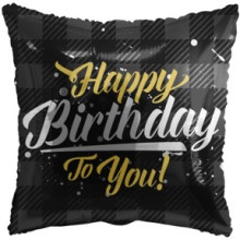Happy Birthday Black Pillow Foil Balloon