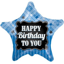 Happy Birthday Blue Star Foil Balloon