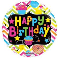 Happy Birthday Neon Foil Balloon