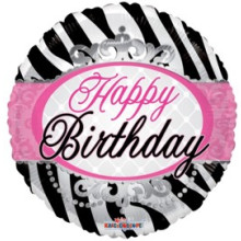 Happy Birthday Pink & Black Foil Balloon
