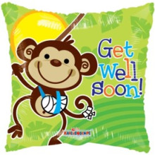 Get Well Soon Monkey Square Foil Balloon