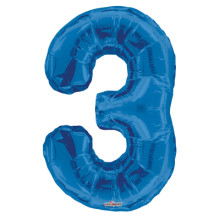 34" Blue Number '3' Foil Balloon