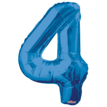 34" Blue Number '4' Foil Balloon