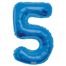 34" Blue Number '5' Foil Balloon