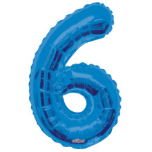34" Blue Number '6' Foil Balloon