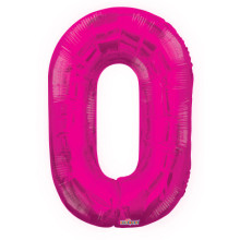 34" Magenta Number '0' Foil Balloon