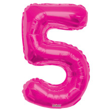 34" Magenta Number '5' Foil Balloon