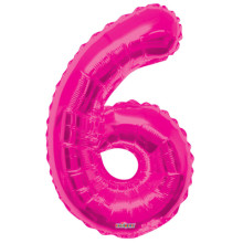 34" Magenta Number '6' Foil Balloon
