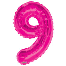 34" Magenta Number '9' Foil Balloon