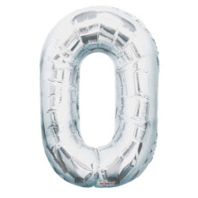 34" Silver Number '0' Foil Balloon