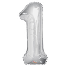 34" Silver Number '1' Foil Balloon