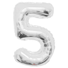 34" Silver Number '5' Foil Balloon
