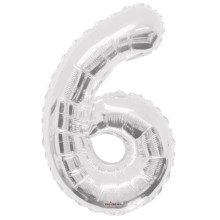 34" Silver Number '6' Foil Balloon
