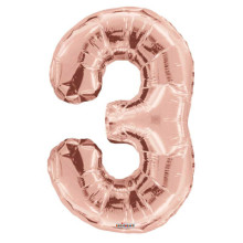 34" Rose Gold Number '3' Foil Balloon