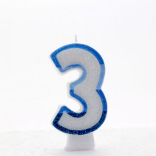 Blue Numeral 3 Candle CN1013