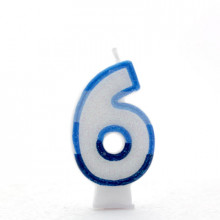 Blue Numeral 6 Candle CN1016