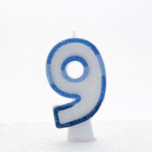 Blue Numeral 9 Candle CN1019