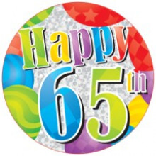 Age 65 Unisex 150mm Large Badge