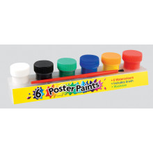 Poster Paints 6 Pots & 1 Brush