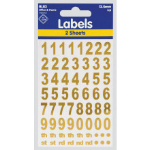 Labels - Gold Foil Numbers 13.5mm