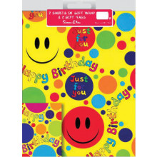 Flat Gift Wrap & Tags Smiley Face F2554