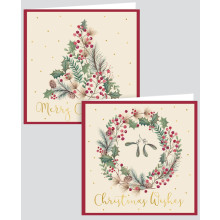 12 Square Tree & Wreath Cards