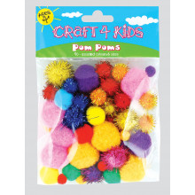 Glitter/Bright Pom Poms 50 Assorted