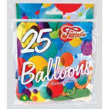 9" Assorted Balloons Pack 25 CDU