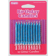 Culpitt Blue Glitter Candles 10s