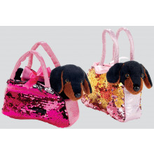 Daschund In Sequin Bag 22cm 2 Assorted