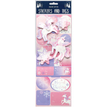 Pk 30 Stickers/Tags Unicorn