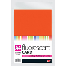 A4 Fluorescent Card 4 Sheets 250gsm