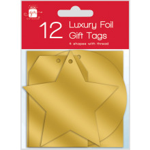 12 Die Cut Foil Tags Gold
