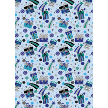 Flat Gift Wrap Male Blue Parcels GW2614