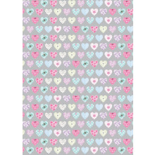 Flat Gift Wrap Hearts On Silver GW2605