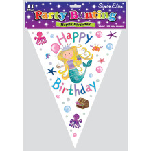 Mermaid Birthday Bunting - 11 Flags 3.6m