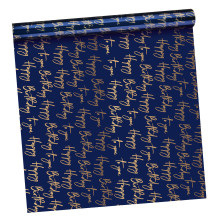2.5m Gift Wrap Roll Blue Birthday