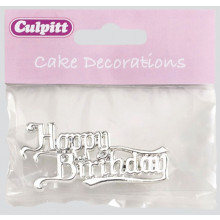 Culpitt Happy Birthday Cake Silver Motto