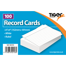 White Ruled Record Cards 6"x4" 100s